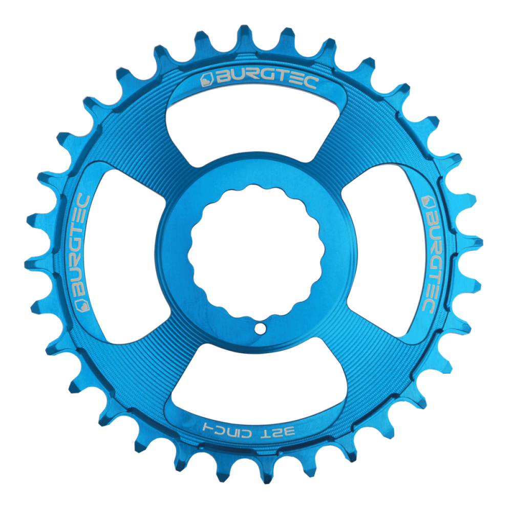 Burgtec 3mm Offset Thick Thin Chainring for Race Face Cinch - 34T - Deep Blue
