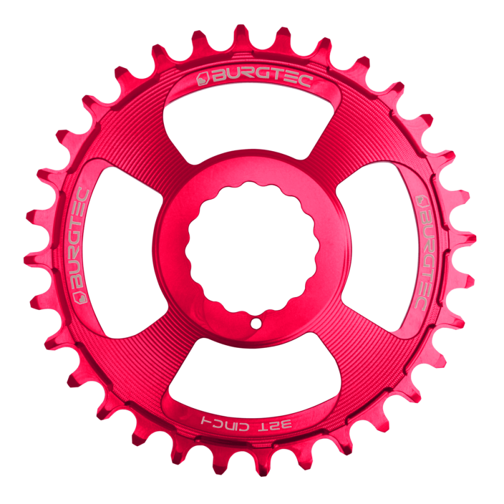 Burgtec 3mm Offset Thick Thin Chainring for Race Face Cinch - 28T - Toxic Barbie Pink