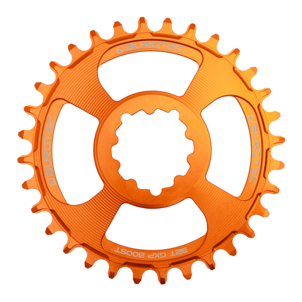 Burgtec 3mm Offset Thick Thin Chainring for SRAM 3-Bolt - 32T - Iron Bro Orange