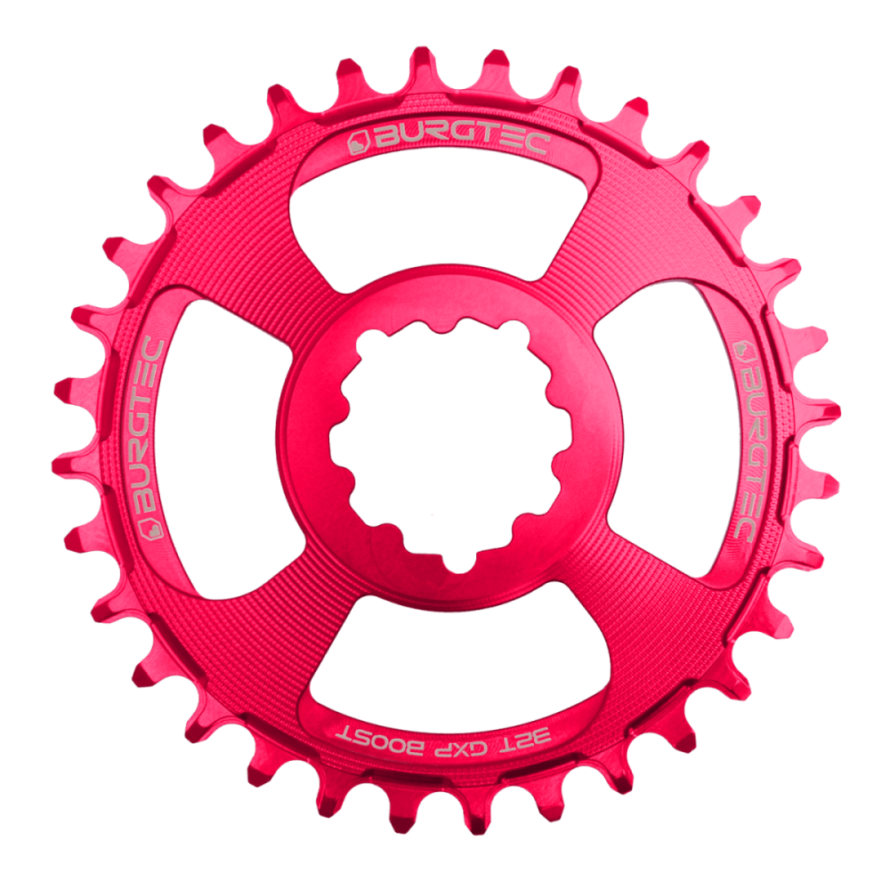 Burgtec 3mm Offset Thick Thin Chainring for SRAM 3-Bolt - 30T - Toxic Barbie Pink