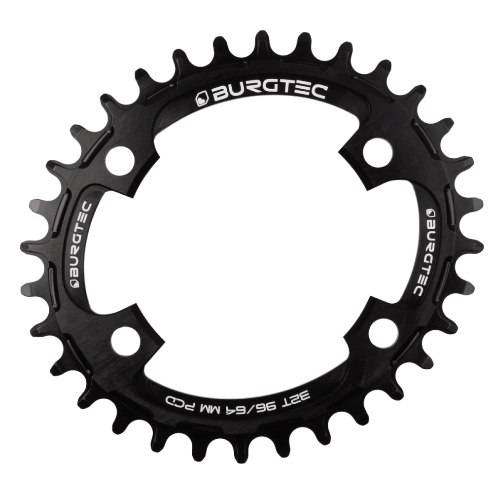 Burgtec Oval 96/64mm PCD Thick Thin Chainring, Burgtec Black, 32T