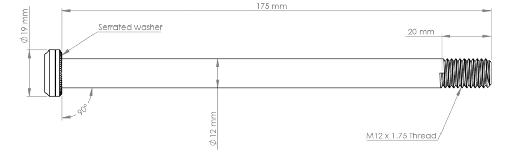 Burgtec 174mm x 12mm 1.75mm Pitch Rear Axle