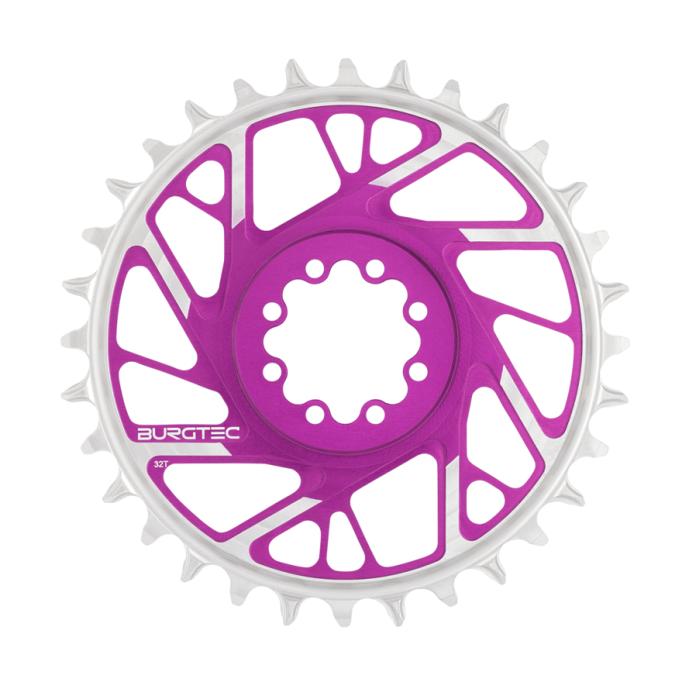 Burgtec 3mm Offset Thick Thin Chainring for SRAM 8-Bolt - 28T - Purple Rain